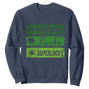 Funny St Patrick's Day Cannabis Weed Sweatshirt Normal Shamrock Lucky Clover Super Lucky Weed TS11 Navy Print Your Wear
