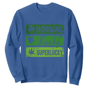 Funny St Patrick's Day Cannabis Weed Sweatshirt Normal Shamrock Lucky Clover Super Lucky Weed TS11 Royal Blue Print Your Wear