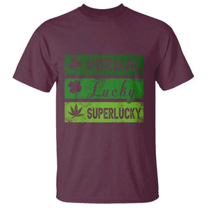 Funny St Patrick's Day Cannabis Weed T Shirt Normal Shamrock Lucky Clover Super Lucky Weed TS11 Maroon Print Your Wear