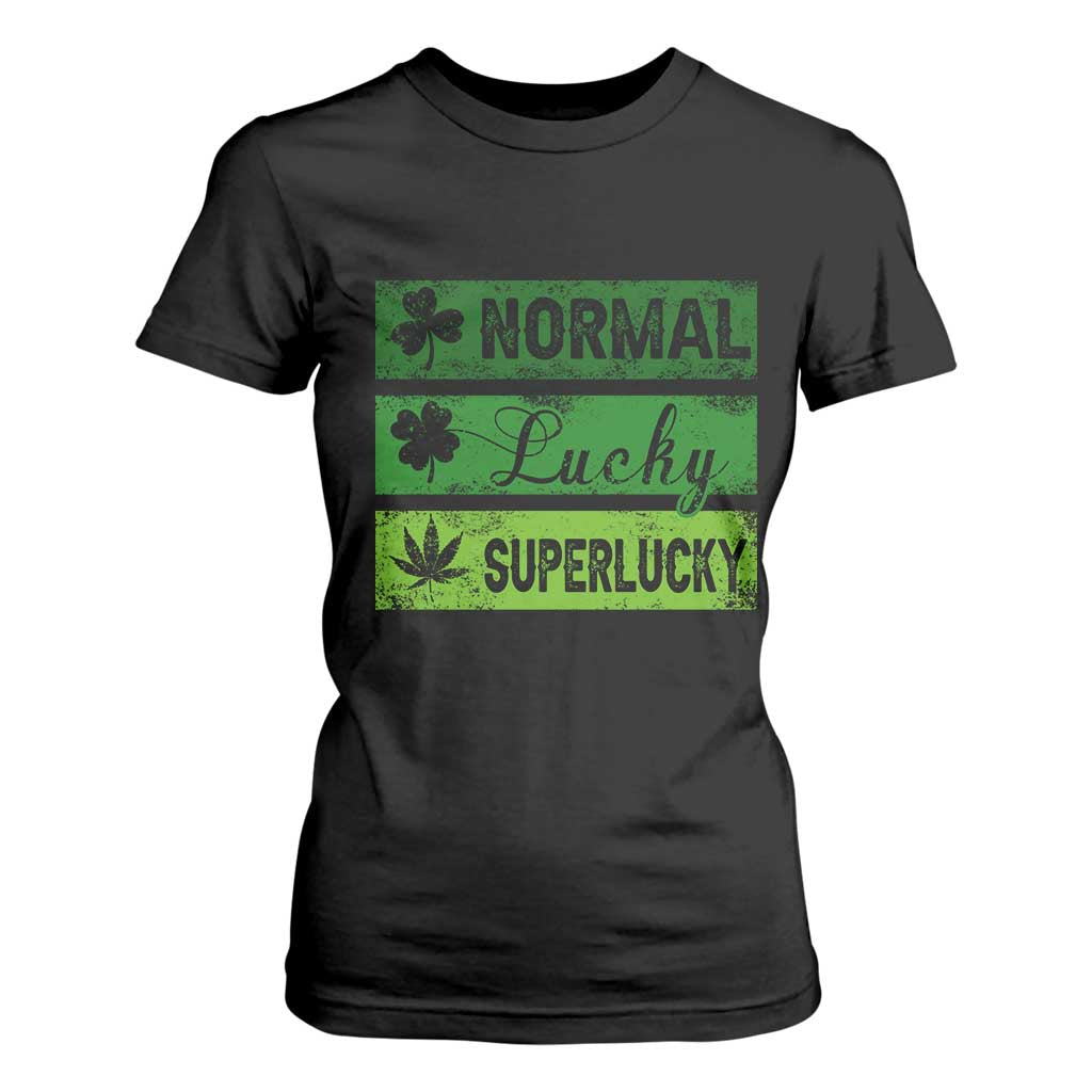 Funny St Patrick's Day Cannabis Weed T Shirt For Women Normal Shamrock Lucky Clover Super Lucky Weed TS11 Black Print Your Wear