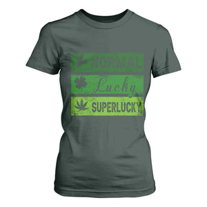 Funny St Patrick's Day Cannabis Weed T Shirt For Women Normal Shamrock Lucky Clover Super Lucky Weed TS11 Dark Forest Green Print Your Wear