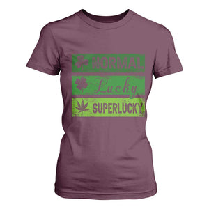 Funny St Patrick's Day Cannabis Weed T Shirt For Women Normal Shamrock Lucky Clover Super Lucky Weed TS11 Maroon Print Your Wear