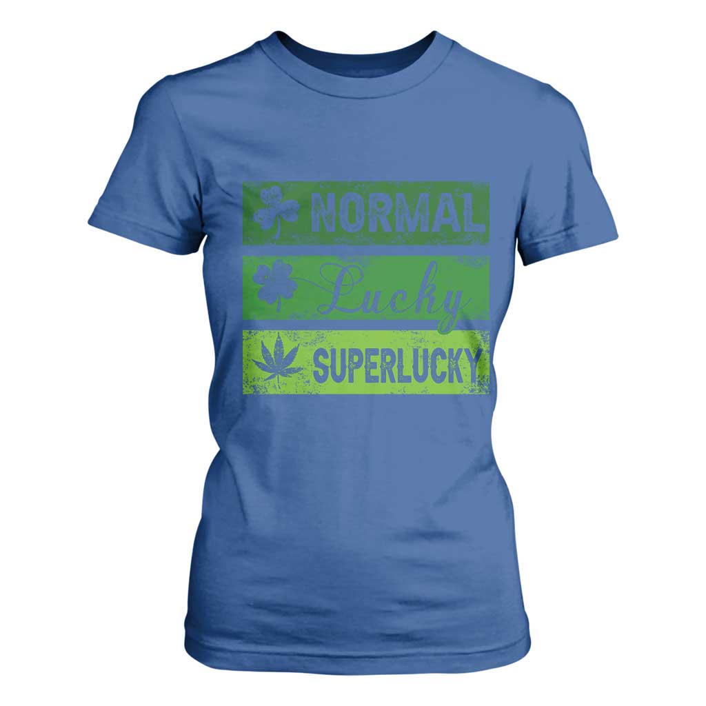 Funny St Patrick's Day Cannabis Weed T Shirt For Women Normal Shamrock Lucky Clover Super Lucky Weed TS11 Royal Blue Print Your Wear