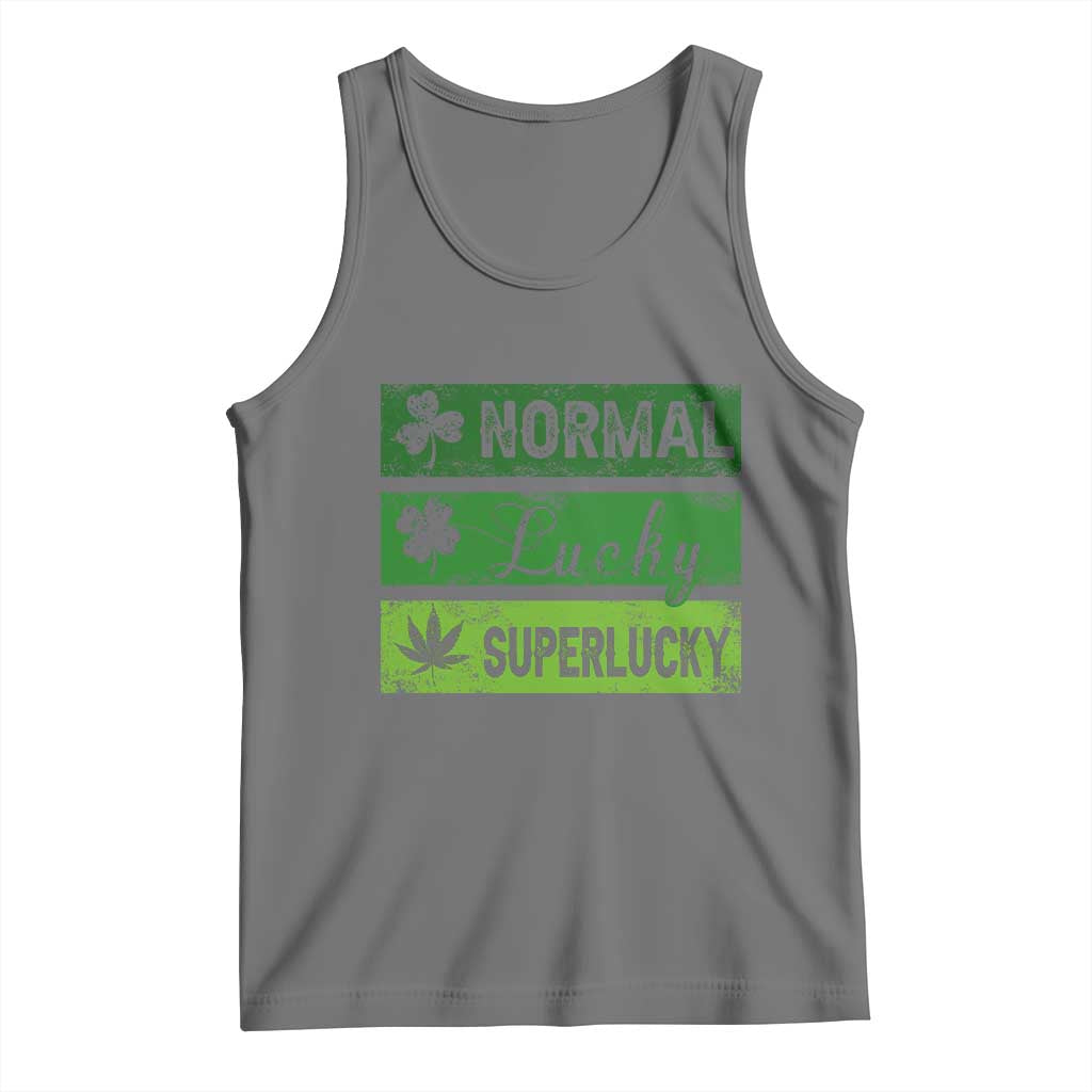 Funny St Patrick's Day Cannabis Weed Tank Top Normal Shamrock Lucky Clover Super Lucky Weed TS11 Black Heather Print Your Wear