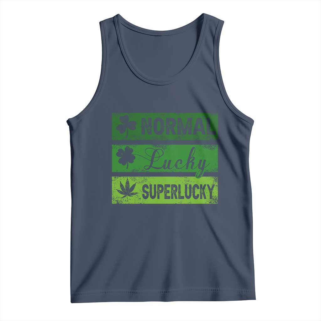 Funny St Patrick's Day Cannabis Weed Tank Top Normal Shamrock Lucky Clover Super Lucky Weed TS11 Navy Print Your Wear