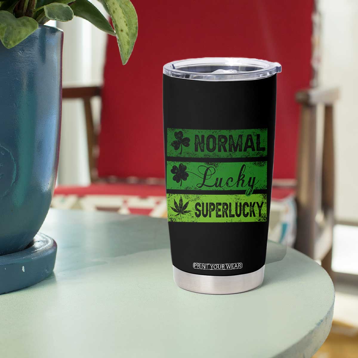Funny St Patrick's Day Cannabis Weed Tumbler Cup Normal Shamrock Lucky Clover Super Lucky Weed TS11 Print Your Wear