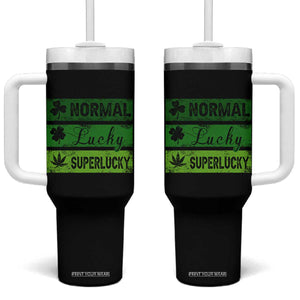 Funny St Patrick's Day Cannabis Weed Tumbler With Handle Normal Shamrock Lucky Clover Super Lucky Weed TS11 One Size: 40 oz Black Print Your Wear