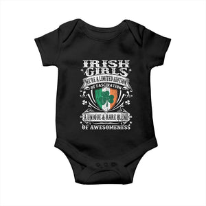 Funny Irish Girls Baby Onesie We're A Limited Edition Of Fascination Irish Pride Shamrock TS11 Black Print Your Wear