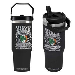 Funny Irish Girls Flip Straw Tumbler We're A Limited Edition Of Fascination Irish Pride Shamrock TS11 One Size: 30 oz Black Print Your Wear