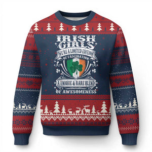Funny Irish Girls Ugly Christmas Sweater We're A Limited Edition Of Fascination Irish Pride Shamrock TS11 Navy Red Print Your Wear