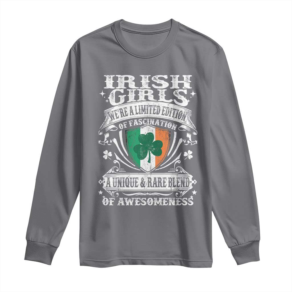 Funny Irish Girls Long Sleeve Shirt We're A Limited Edition Of Fascination Irish Pride Shamrock TS11 Charcoal Print Your Wear