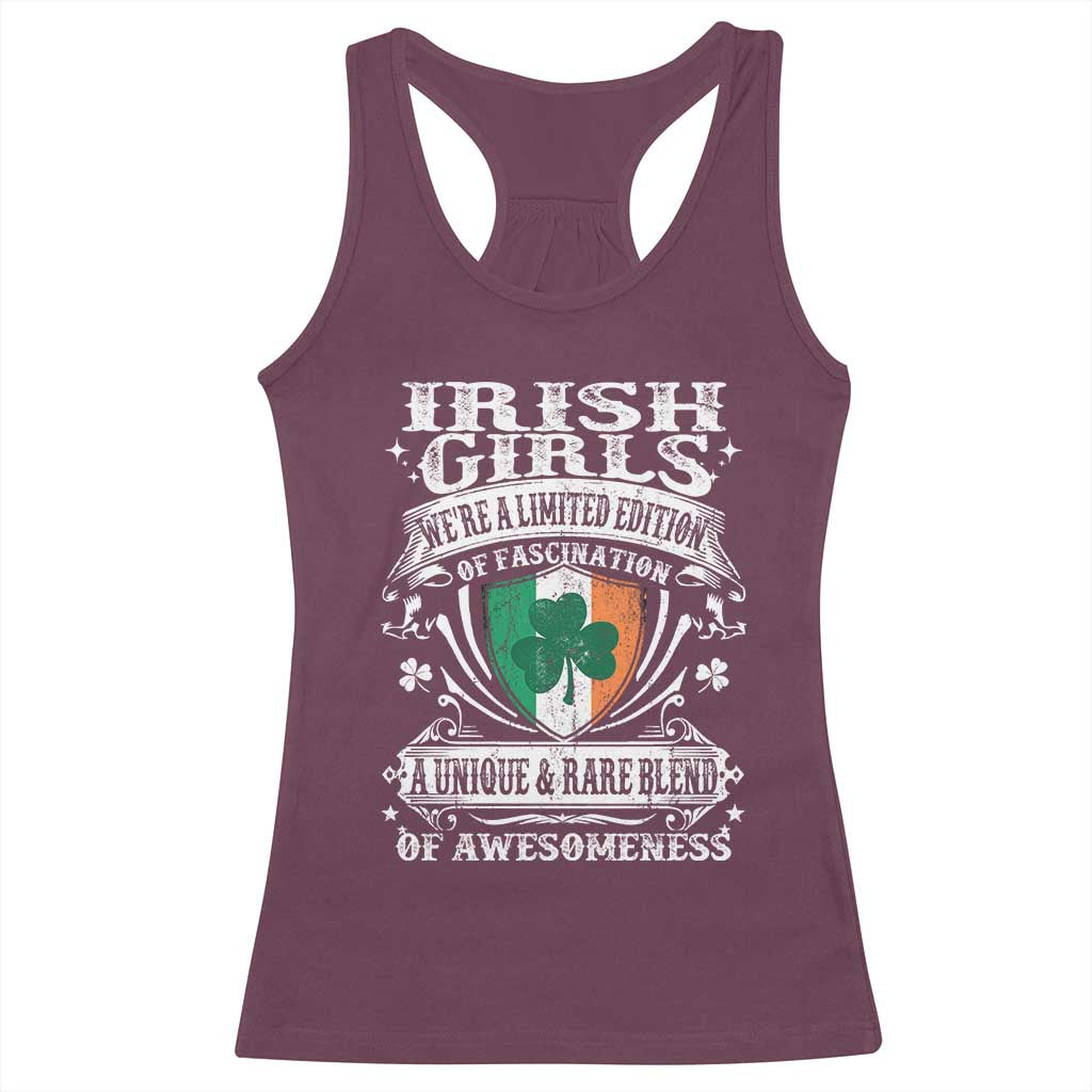 Funny Irish Girls Racerback Tank Top We're A Limited Edition Of Fascination Irish Pride Shamrock TS11 Maroon Print Your Wear