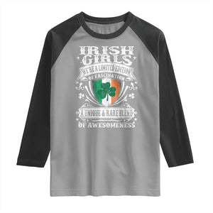 Funny Irish Girls Raglan Shirt We're A Limited Edition Of Fascination Irish Pride Shamrock TS11 Sport Gray Black Print Your Wear