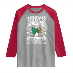 Funny Irish Girls Raglan Shirt We're A Limited Edition Of Fascination Irish Pride Shamrock TS11 Sport Gray Red Print Your Wear