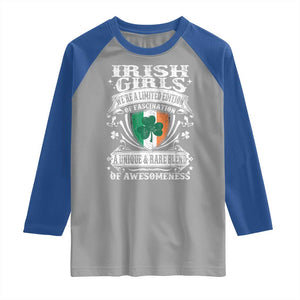 Funny Irish Girls Raglan Shirt We're A Limited Edition Of Fascination Irish Pride Shamrock TS11 Sport Gray Royal Print Your Wear