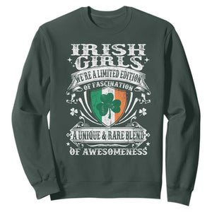 Funny Irish Girls Sweatshirt We're A Limited Edition Of Fascination Irish Pride Shamrock TS11 Dark Forest Green Print Your Wear