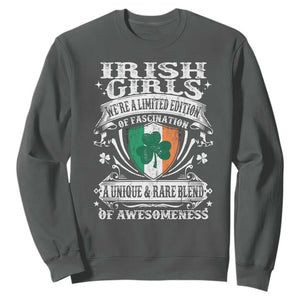 Funny Irish Girls Sweatshirt We're A Limited Edition Of Fascination Irish Pride Shamrock TS11 Dark Heather Print Your Wear