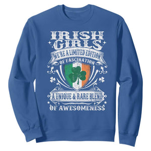Funny Irish Girls Sweatshirt We're A Limited Edition Of Fascination Irish Pride Shamrock TS11 Royal Blue Print Your Wear