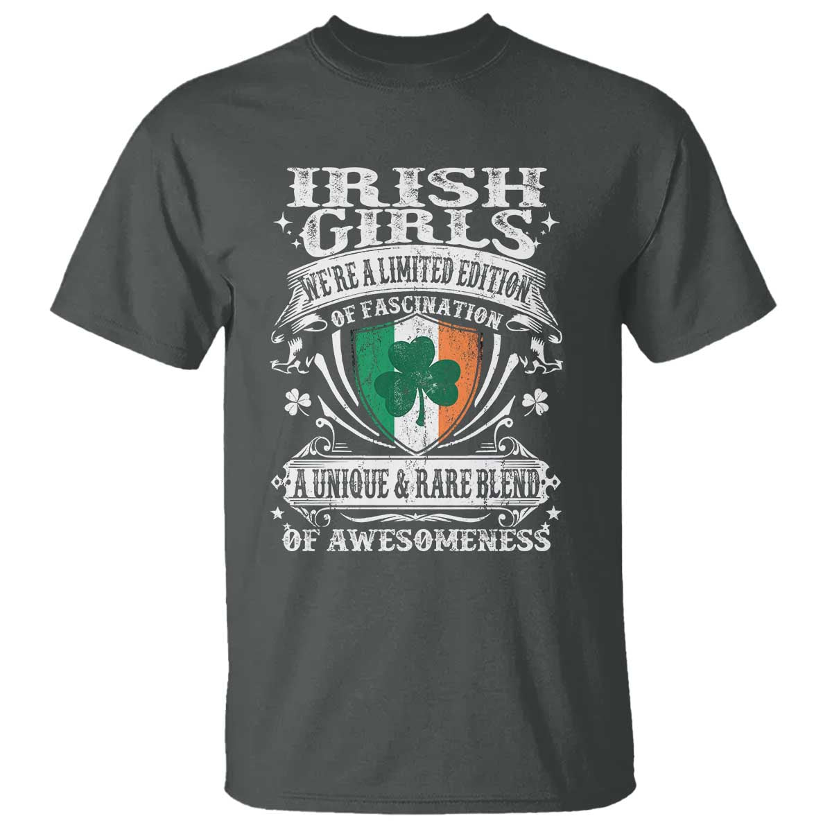 Funny Irish Girls T Shirt We're A Limited Edition Of Fascination Irish Pride Shamrock TS11 Dark Heather Print Your Wear