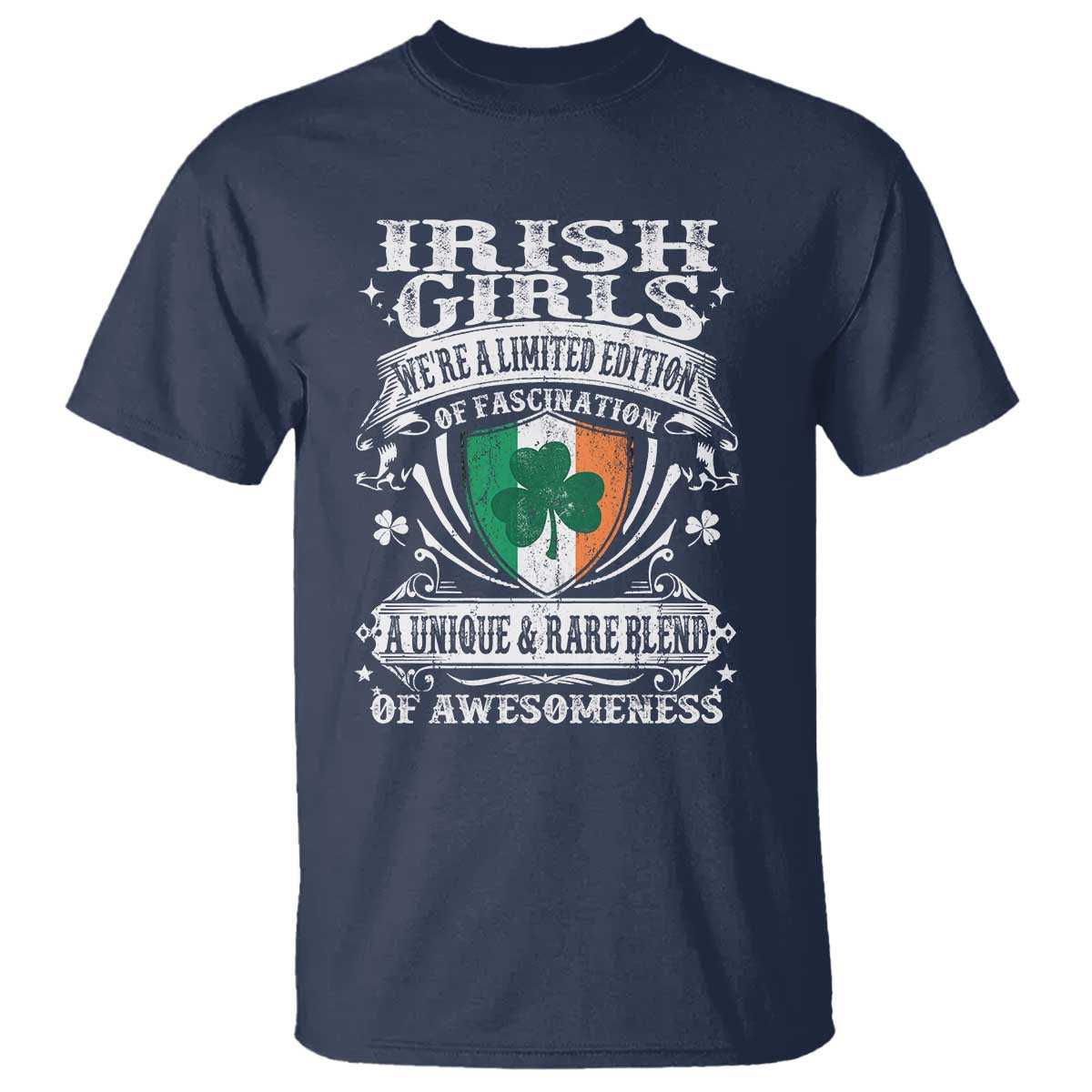 Funny Irish Girls T Shirt We're A Limited Edition Of Fascination Irish Pride Shamrock TS11 Navy Print Your Wear