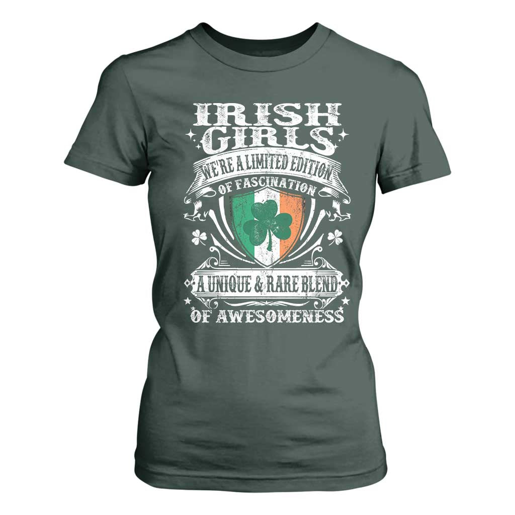 Funny Irish Girls T Shirt For Women We're A Limited Edition Of Fascination Irish Pride Shamrock TS11 Dark Forest Green Print Your Wear