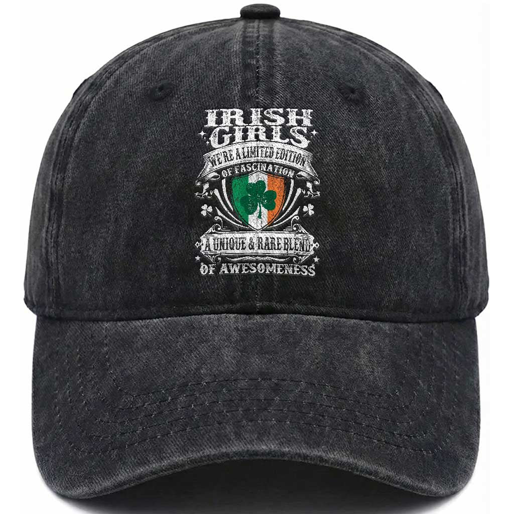 Funny Irish Girls Washed Cotton Baseball Cap We're A Limited Edition Of Fascination Irish Pride Shamrock TS11 Print Your Wear