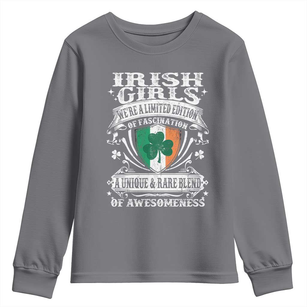 Funny Irish Girls Youth Sweatshirt We're A Limited Edition Of Fascination Irish Pride Shamrock TS11 Charcoal Print Your Wear
