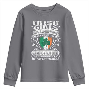 Funny Irish Girls Youth Sweatshirt We're A Limited Edition Of Fascination Irish Pride Shamrock TS11 Charcoal Print Your Wear