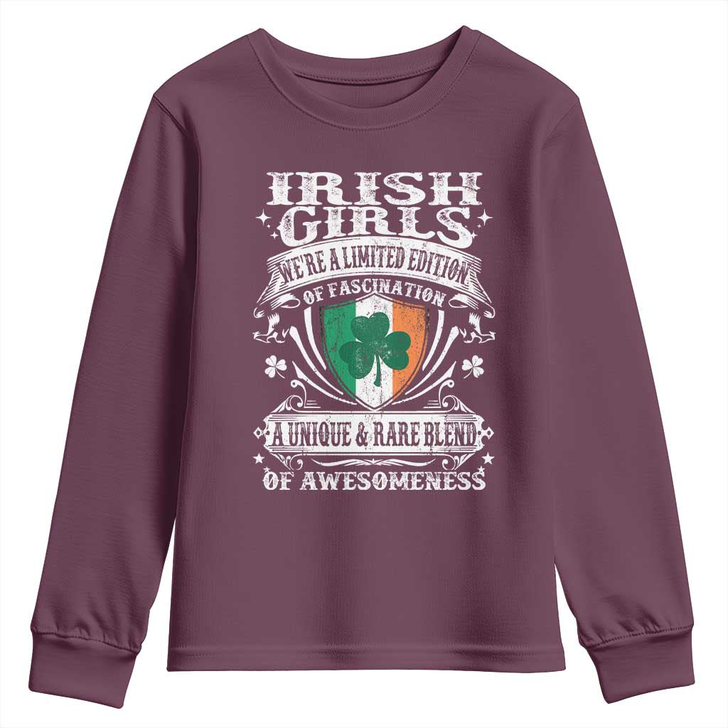 Funny Irish Girls Youth Sweatshirt We're A Limited Edition Of Fascination Irish Pride Shamrock TS11 Maroon Print Your Wear