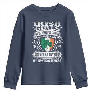 Funny Irish Girls Youth Sweatshirt We're A Limited Edition Of Fascination Irish Pride Shamrock TS11 Navy Print Your Wear
