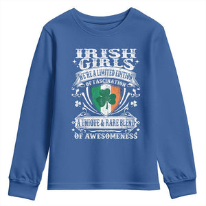 Funny Irish Girls Youth Sweatshirt We're A Limited Edition Of Fascination Irish Pride Shamrock TS11 Royal Blue Print Your Wear