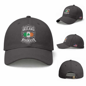 Funny I May Not Live In Ireland But Ireland Is Where My Heart Belongs Baseball Cap TS11 Baseball Cap Universal Fit Dark Gray Print Your Wear