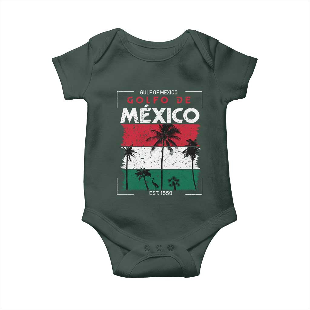 Golfo De Mexico EST 1550 Baby Onesie Vintage Mexican Flag Palm Tree TS11 Print Your Wear