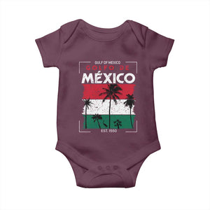Golfo De Mexico EST 1550 Baby Onesie Vintage Mexican Flag Palm Tree TS11 Maroon Print Your Wear
