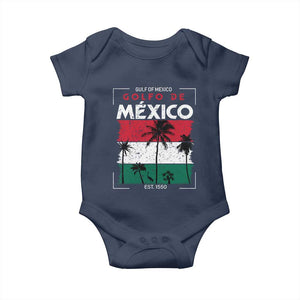 Golfo De Mexico EST 1550 Baby Onesie Vintage Mexican Flag Palm Tree TS11 Navy Print Your Wear