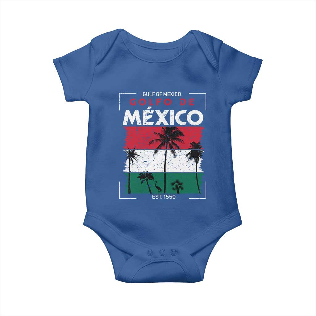 Golfo De Mexico EST 1550 Baby Onesie Vintage Mexican Flag Palm Tree TS11 Royal Blue Print Your Wear