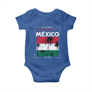 Golfo De Mexico EST 1550 Baby Onesie Vintage Mexican Flag Palm Tree TS11 Royal Blue Print Your Wear