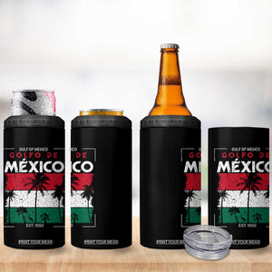 Golfo De Mexico EST 1550 4 in 1 Can Cooler Tumbler Vintage Mexican Flag Palm Tree TS11 Print Your Wear
