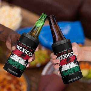 Golfo De Mexico EST 1550 4 in 1 Can Cooler Tumbler Vintage Mexican Flag Palm Tree TS11 Print Your Wear