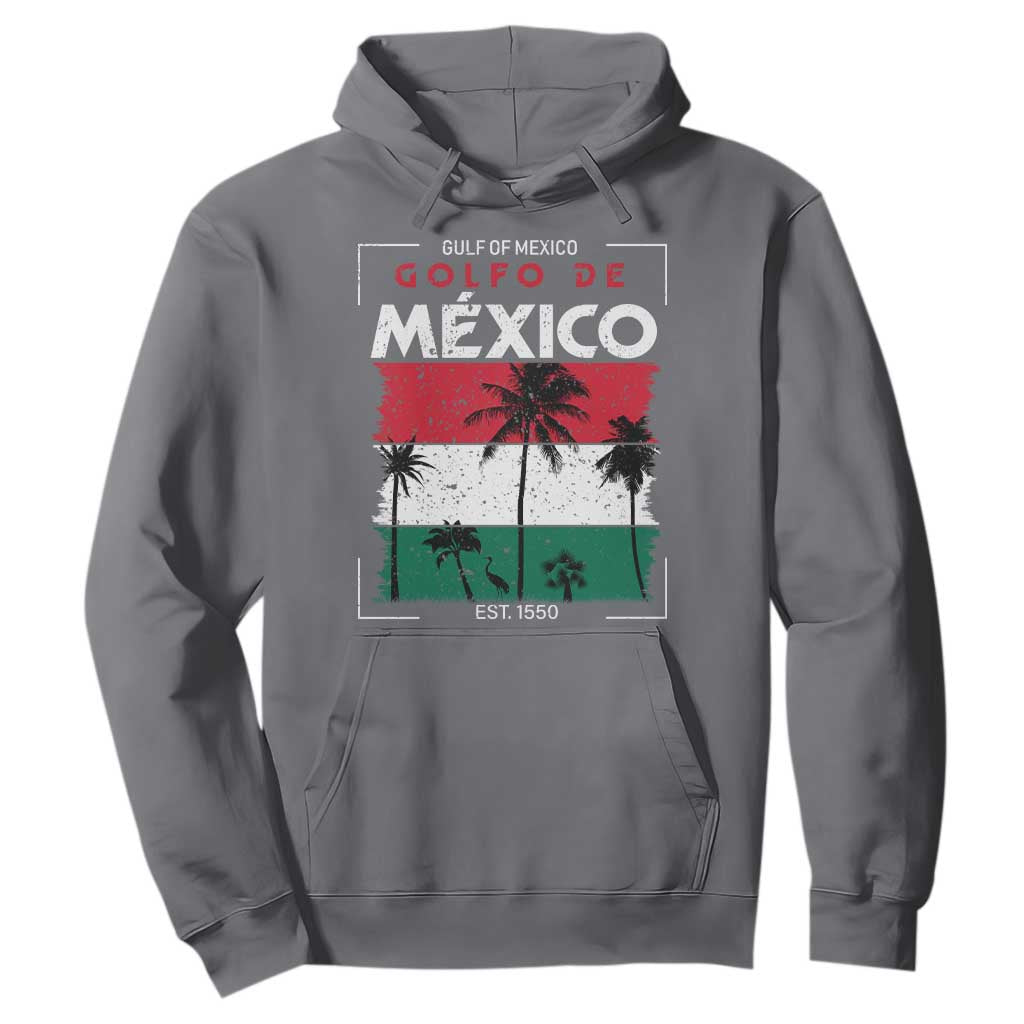 Golfo De Mexico EST 1550 Hoodie Vintage Mexican Flag Palm Tree TS11 Charcoal Print Your Wear