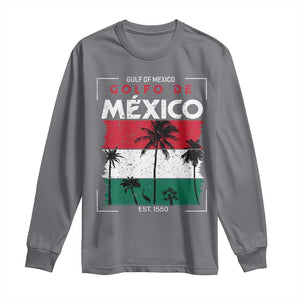 Golfo De Mexico EST 1550 Long Sleeve Shirt Vintage Mexican Flag Palm Tree TS11 Charcoal Print Your Wear