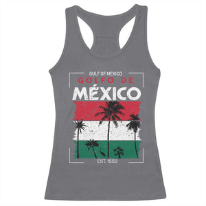 Golfo De Mexico EST 1550 Racerback Tank Top Vintage Mexican Flag Palm Tree TS11 Charcoal Print Your Wear