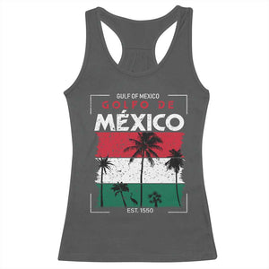 Golfo De Mexico EST 1550 Racerback Tank Top Vintage Mexican Flag Palm Tree TS11 Dark Heather Print Your Wear