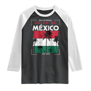 Golfo De Mexico EST 1550 Raglan Shirt Vintage Mexican Flag Palm Tree TS11 Black White Print Your Wear