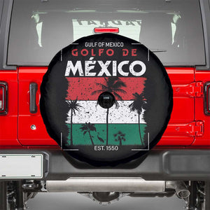 Golfo De Mexico EST 1550 Spare Tire Cover Vintage Mexican Flag Palm Tree TS11 Black Print Your Wear