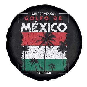 Golfo De Mexico EST 1550 Spare Tire Cover Vintage Mexican Flag Palm Tree TS11 Print Your Wear