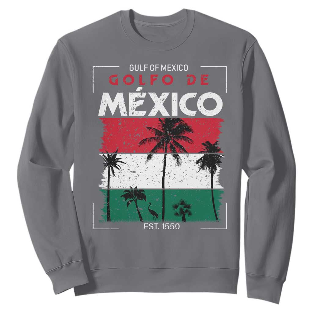 Golfo De Mexico EST 1550 Sweatshirt Vintage Mexican Flag Palm Tree TS11 Charcoal Print Your Wear