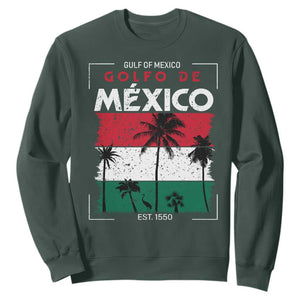 Golfo De Mexico EST 1550 Sweatshirt Vintage Mexican Flag Palm Tree TS11 Dark Forest Green Print Your Wear