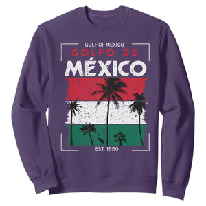 Golfo De Mexico EST 1550 Sweatshirt Vintage Mexican Flag Palm Tree TS11 Purple Print Your Wear