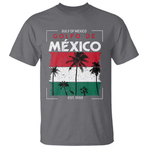 Golfo De Mexico EST 1550 T Shirt Vintage Mexican Flag Palm Tree TS11 Charcoal Print Your Wear
